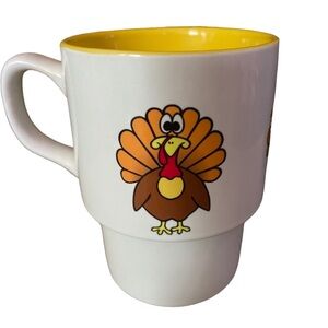 Turkey Coffee Mug Yellow and White Gobble Gobble